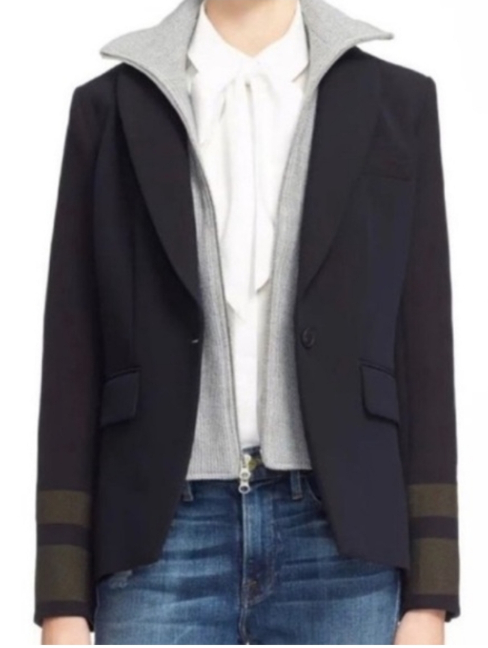 NWOT Veronica Beard Classic Dickey Jacket Blazer Striped Sleeves Size 4 - Picture 3 of 13